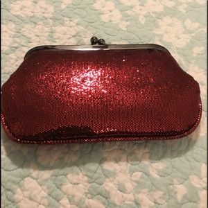 Red sparkly clutch